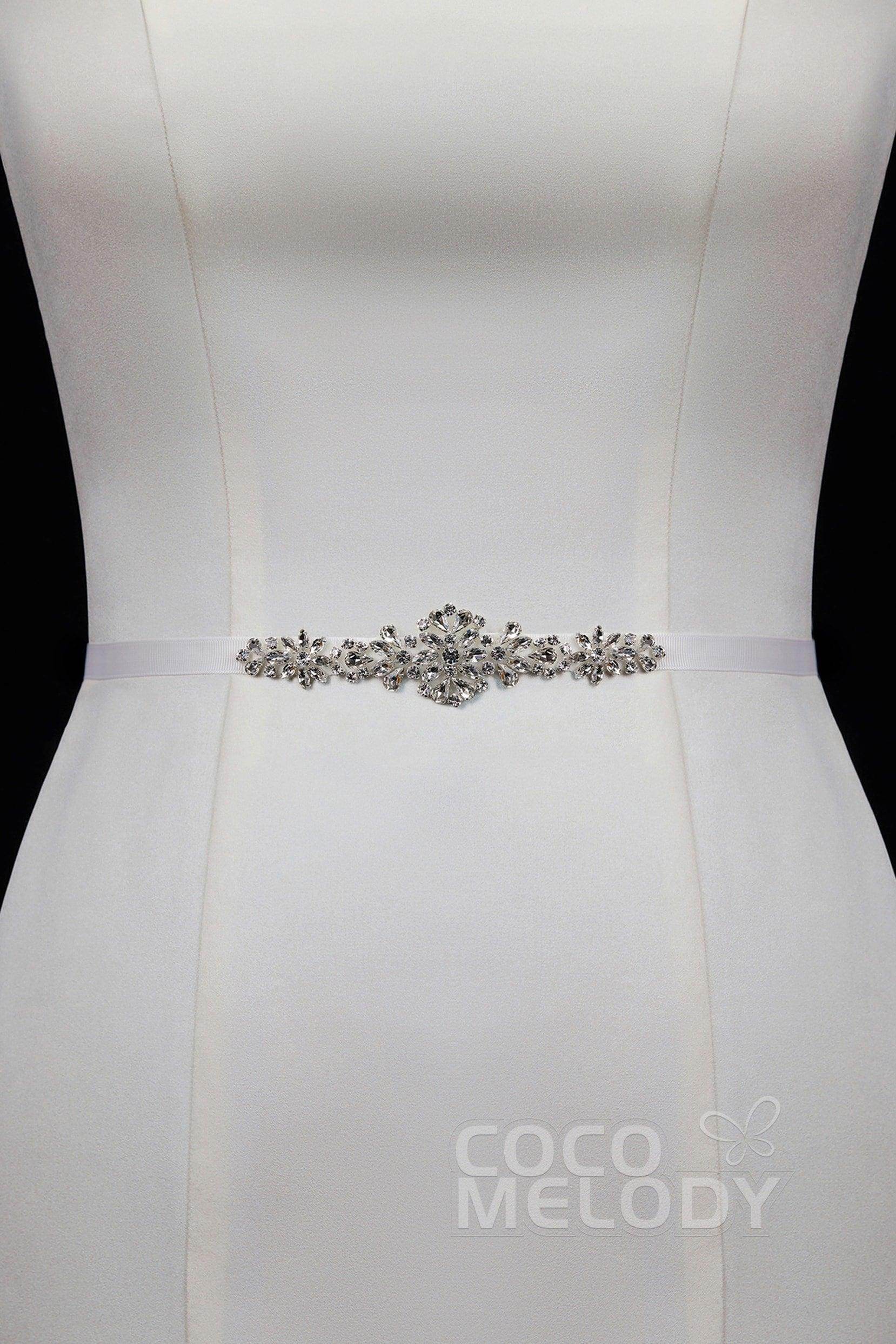Elegant Ribbons Wedding Sash with Rhinestone YD18003 - COCOMELODY